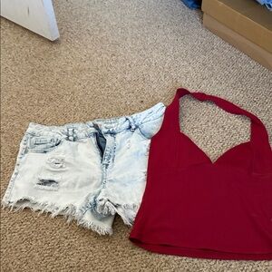 Elegant Red Halter Top size m altard state shorts size 31